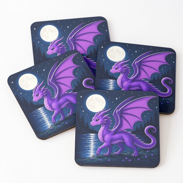 Item preview, Cute Fantasy Dragon Under the Full Moon | Magical Night Dragon Art designed and sold by Hatchling Hollow.