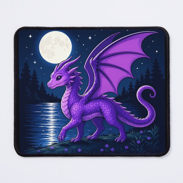 Item preview, Cute Fantasy Dragon Under the Full Moon | Magical Night Dragon Art designed and sold by Hatchling Hollow.