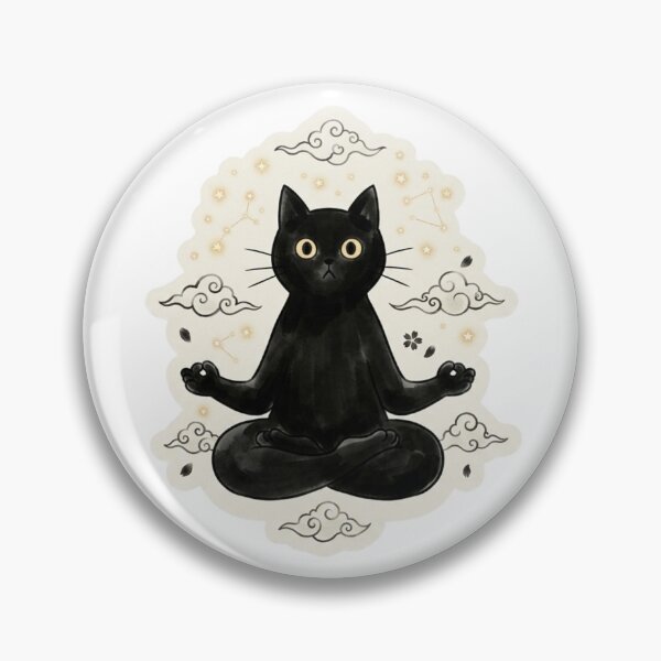 Item preview, Lotus Pose Black Cat Sticker - Padmasana Meditating Zen Kitty designed and sold by ORI-ginal Weirdos: The Weirdly Wonderful Crew.