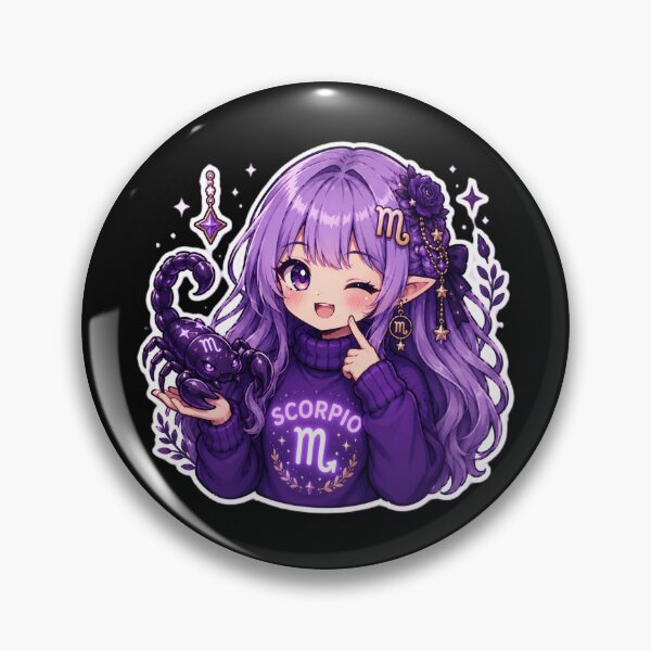 Item preview, Kawaii Scorpio Zodiac Girl with Scorpion | Cute Purple Anime Astrology Design designed and sold by MysticPurpleHue.