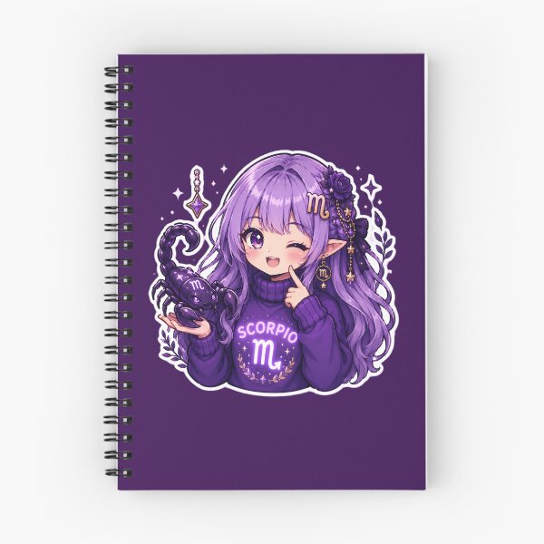 Item preview, Kawaii Scorpio Zodiac Girl with Scorpion | Cute Purple Anime Astrology Design designed and sold by MysticPurpleHue.