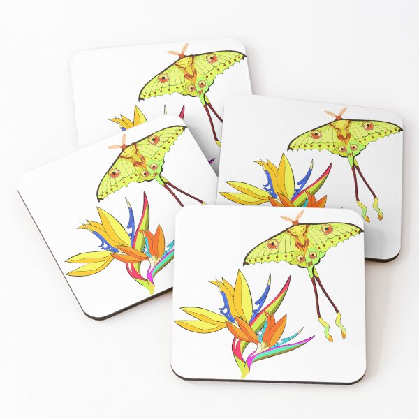 Item preview, Tropical Night: Comet Moth and Bird of Paradise designed and sold by OrPolly.