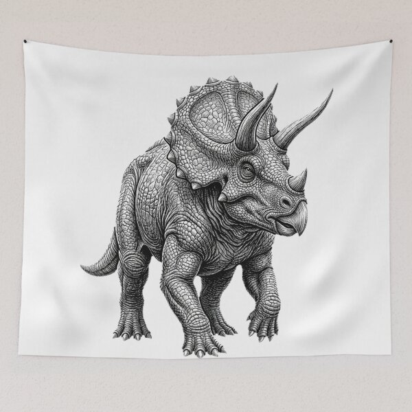 Item preview, Triceratops - Realistic black And White designed and sold by Minimalisticaly.