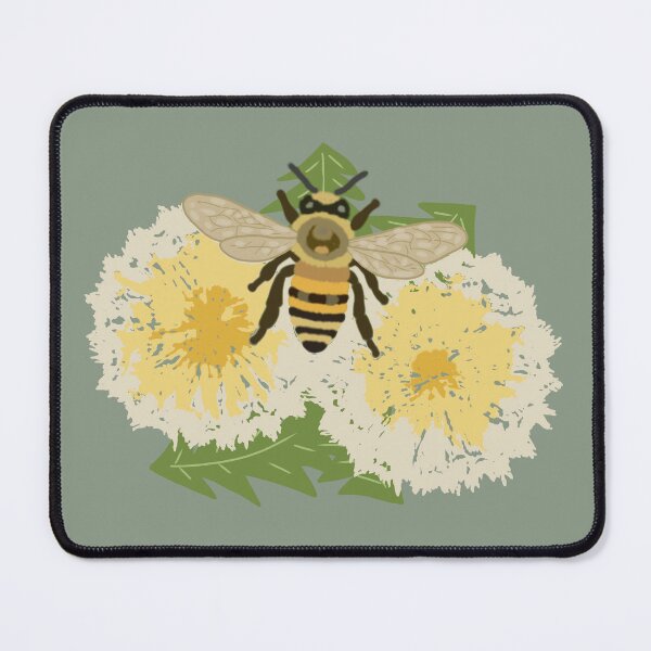 Item preview, Bumblebee illustration featuring dandelion flowers in a folk art style   designed and sold by LeshanArt.