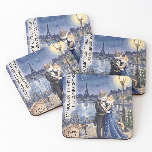 Item preview, Romantic Watercolor of a Pair of Cats in Paris | City of Stars designed and sold by TheCoolCatsMx.