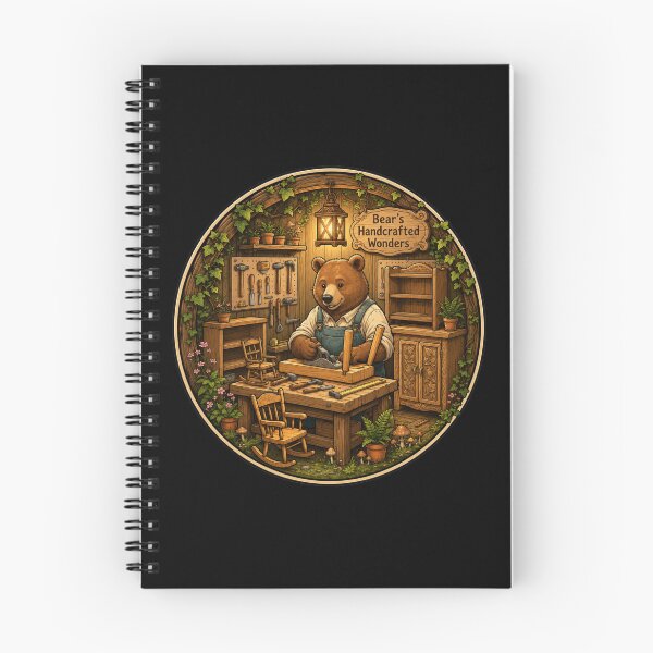 Item preview, Bear's Handcrafted Wonders | Woodland Furniture Maker | Cottagecore Woodworking Workshop | Rustic Carpenter Gift designed and sold by MrDev.
