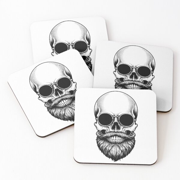Item preview, Bearded Skull With Sunglasses And Mustache designed and sold by Linework Studio.
