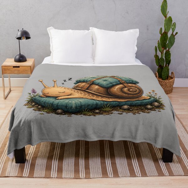 Item preview, Cute Sleeping Snail Illustration | Cozy Cottagecore Woodland Animal Design designed and sold by Don't Crack Art.