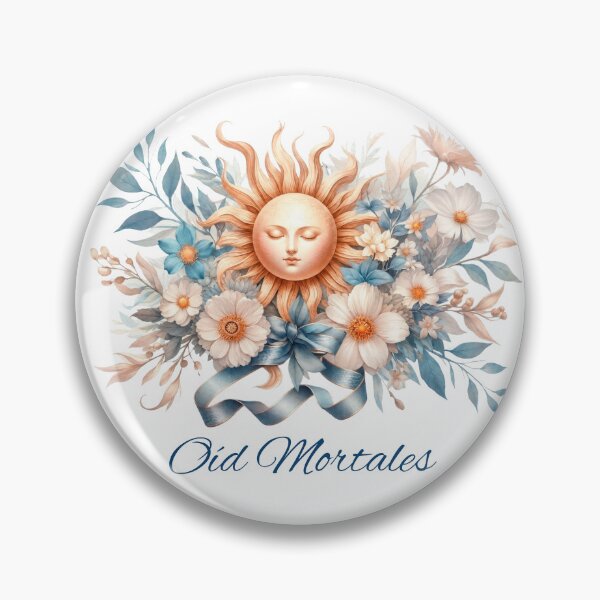 Item preview, Oíd Mortales Sun Face Floral Design - Argentina Watercolor Celestial Art with Blue and Gold Flowers designed and sold by PourtoiStudio.