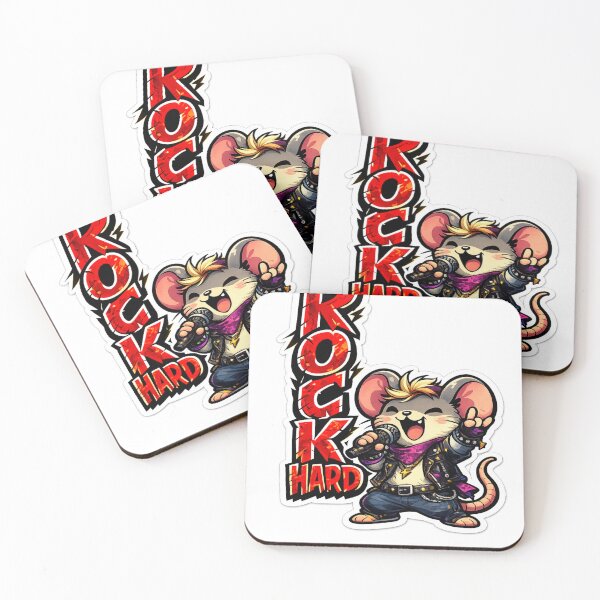 Item preview, Rock Hard – Cute Rockstar Mouse Sticker | Bold Vertical Typography designed and sold by DreamRunArt.