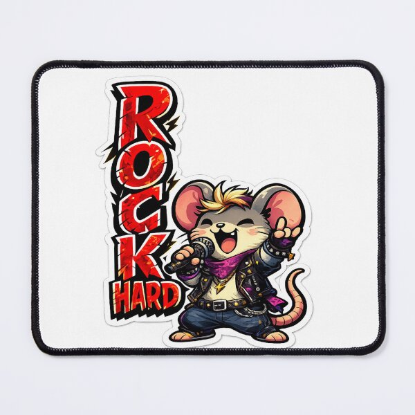 Item preview, Rock Hard – Cute Rockstar Mouse Sticker | Bold Vertical Typography designed and sold by DreamRunArt.