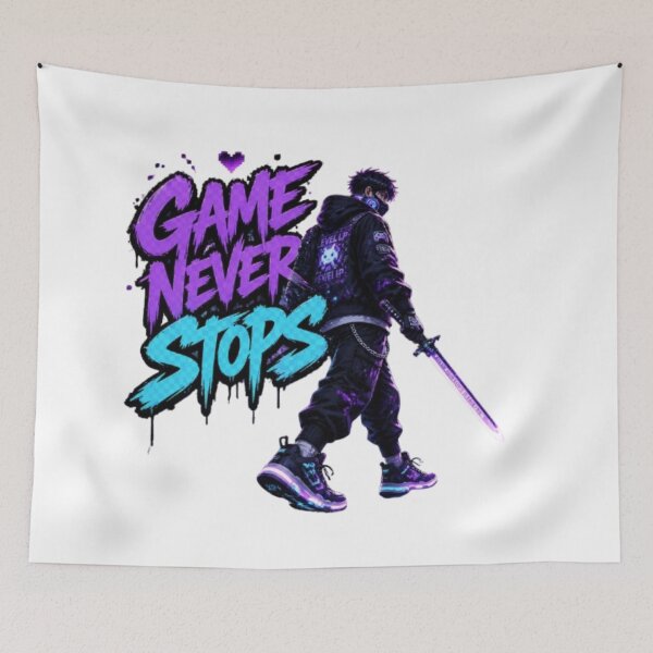 Item preview, GAME NEVER STOPS Gaming Sticker | Neon Esports Graffiti Design designed and sold by Stylestickers55.