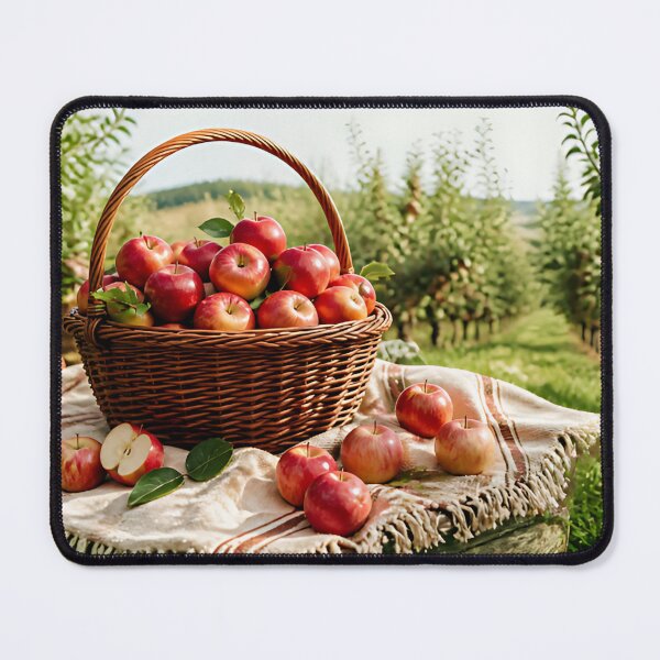 Item preview, Apple Harvest Basket Print | Gift for Gardeners | Autumn Apple Orchard | Rustic Apple Orchard Basket Illustration | Gift for Homemakers | Fresh Red Apple Basket Design designed and sold by LitzoyGlobeArt.