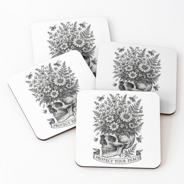Item preview, Protect Your Peace - Botanical Floral Skull designed and sold by Dhenin Studio.