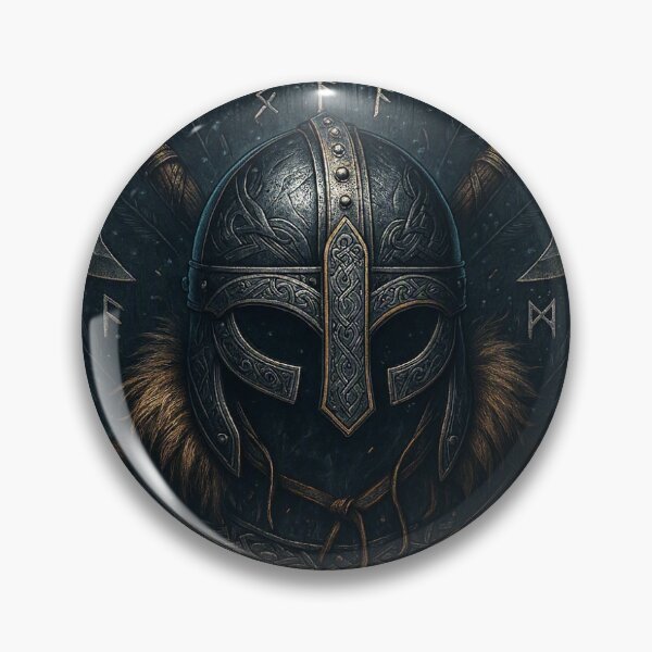 Item preview, Runic Viking Helmet – Crossed Axes & Nordic Shield – Dark Medieval Warrior Design designed and sold by SpitfireDesign.