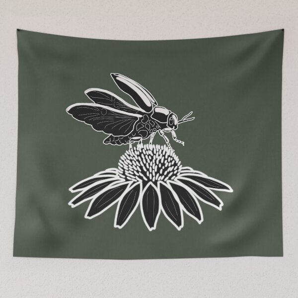 Item preview, Stag Beetle on Wildflower Unique Minimalist Illustration designed and sold by LeshanArt.
