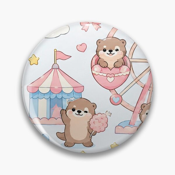Item preview, Otter Heart Ferris Wheel Kawaii Love Pattern designed and sold by Soft Berry Studio.