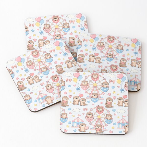 Item preview, Otter Heart Ferris Wheel Kawaii Love Pattern designed and sold by Soft Berry Studio.