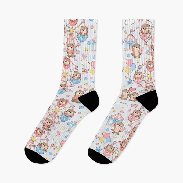Item preview, Otter Heart Ferris Wheel Kawaii Love Pattern designed and sold by Soft Berry Studio.