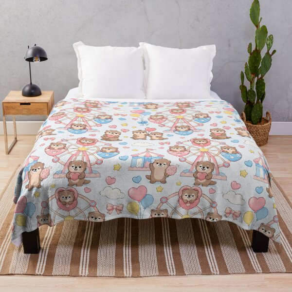 Item preview, Otter Heart Ferris Wheel Kawaii Love Pattern designed and sold by Soft Berry Studio.