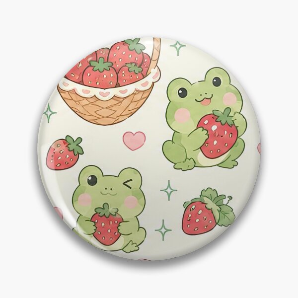 Item preview, Frog Love Strawberry Basket Kawaii Pattern designed and sold by Soft Berry Studio.