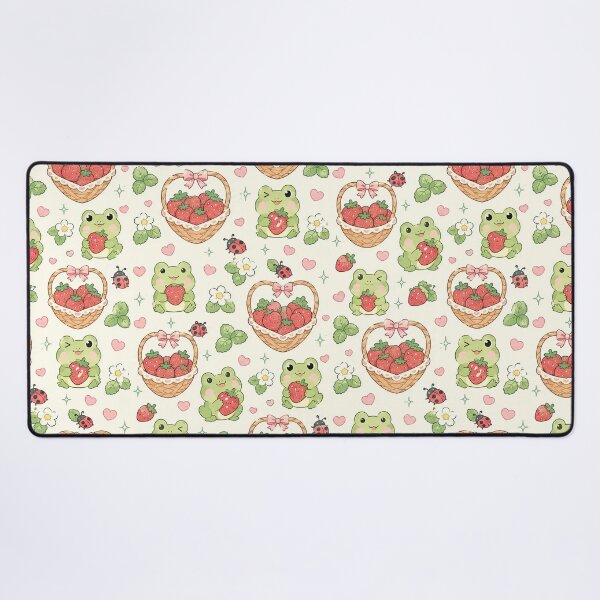 Item preview, Frog Love Strawberry Basket Kawaii Pattern designed and sold by Soft Berry Studio.