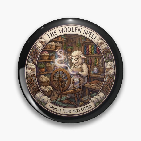 Item preview, The Woolen Spell | Magical Fiber Arts Studio | Spinning Wheel Cottagecore Sheep Spinner Gift designed and sold by MrDev.