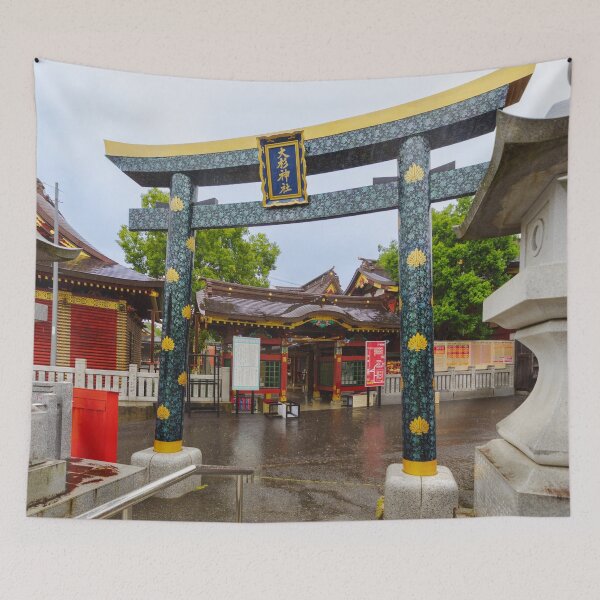 Item preview, Ornate Black-Lacquered Torii Gate with Gold and Turquoise Motifs at Ōsugi Shrine designed and sold by Pix4Japan.