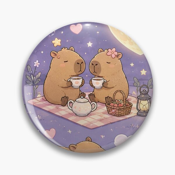 Item preview, Capybara Love Moon Picnic Kawaii Pattern designed and sold by Soft Berry Studio.