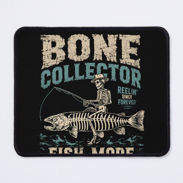 Item preview, Bone Collector Fish More Worry Less Fishing Angler designed and sold by SkeletonsDanger.