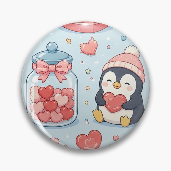 Item preview, Penguin Love Candy Jar Kawaii Pattern designed and sold by Soft Berry Studio.