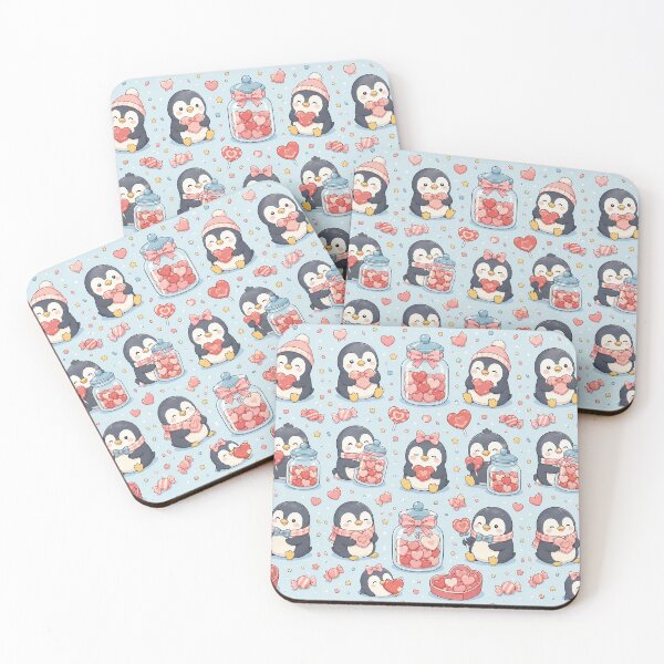 Item preview, Penguin Love Candy Jar Kawaii Pattern designed and sold by Soft Berry Studio.