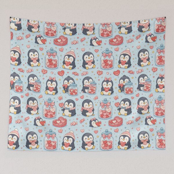 Item preview, Penguin Love Candy Jar Kawaii Pattern designed and sold by Soft Berry Studio.