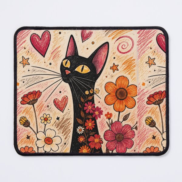 Item preview, Geometric Doodle Cat – Modern Patchwork Feline designed and sold by fateh236.