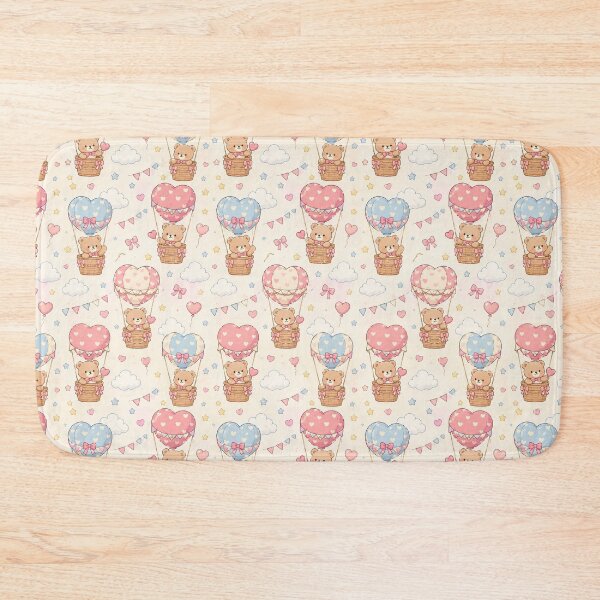 Item preview, Teddy Bear Love Hot Air Balloon Kawaii Pattern designed and sold by Soft Berry Studio.