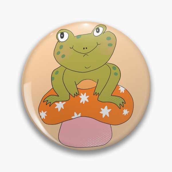 Item preview, Hoppy the Frog on Toadstool (Orange) designed and sold by yellowflowerhut.