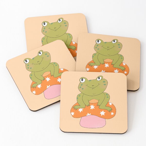 Item preview, Hoppy the Frog on Toadstool (Orange) designed and sold by yellowflowerhut.