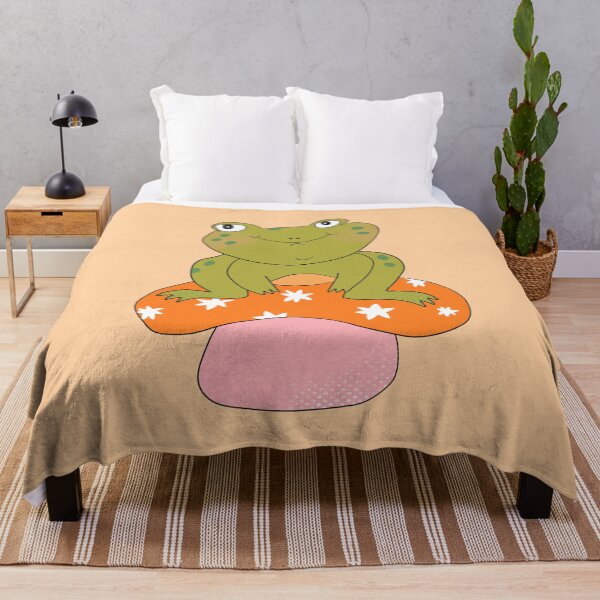 Item preview, Hoppy the Frog on Toadstool (Orange) designed and sold by yellowflowerhut.