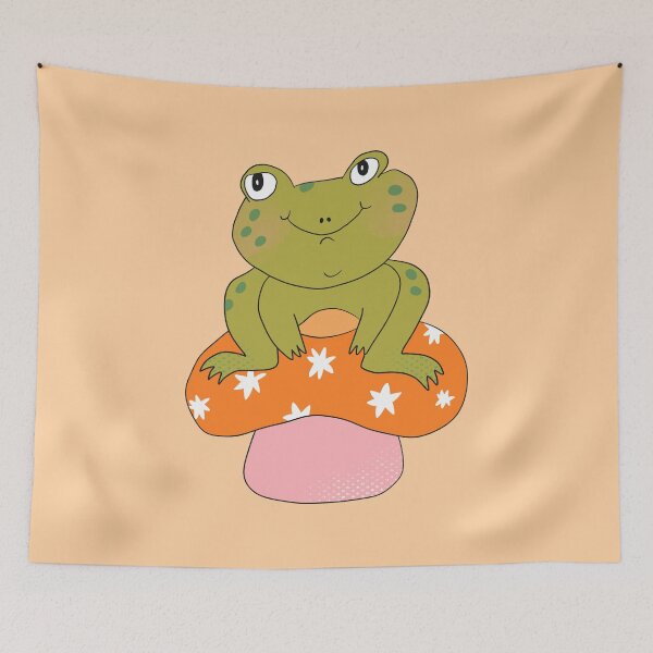 Item preview, Hoppy the Frog on Toadstool (Orange) designed and sold by yellowflowerhut.