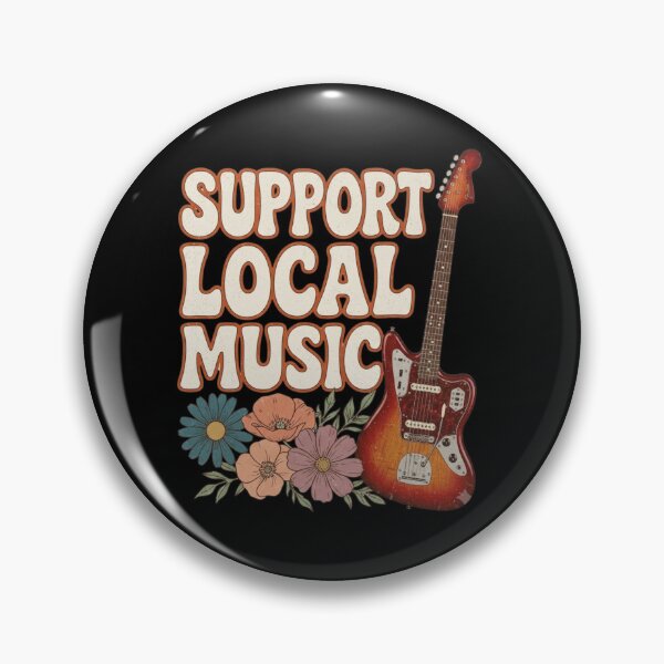 Item preview, Support Local Music Retro Groovy Electric Guitar designed and sold by creativerooney.