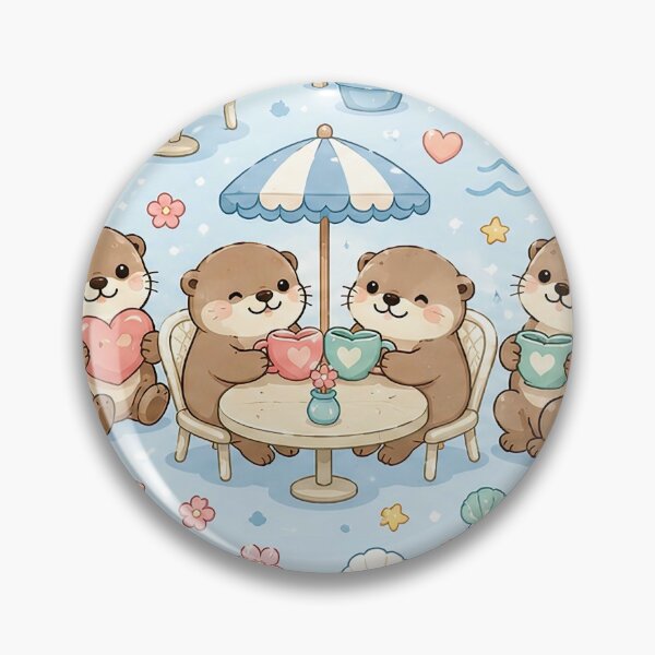 Artikelvorschau, Otter Love Seaside Coffee Kawaii Muster entworfen und verkauft von Soft Berry Studio.