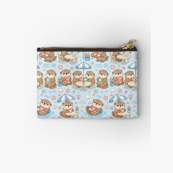 Artikelvorschau, Otter Love Seaside Coffee Kawaii Muster entworfen und verkauft von Soft Berry Studio.