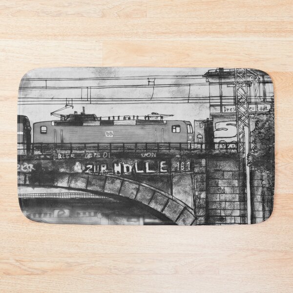 Item preview, Railway Bridge in Dresden Neustadt – Black & White Urban Sketch designed and sold by UMA Urban Sketch.