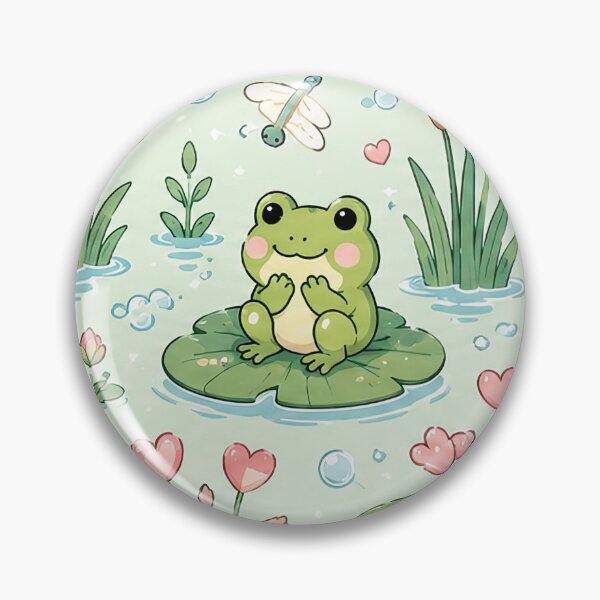 Item preview, Frog Heart Marsh Kawaii Love Pattern designed and sold by Soft Berry Studio.
