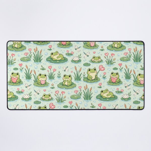 Item preview, Frog Heart Marsh Kawaii Love Pattern designed and sold by Soft Berry Studio.