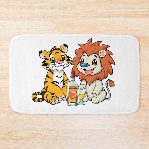Item preview, Cute Lion and Tiger Drinking Buddies - Funny Animal Party Art designed and sold by VeleS68.