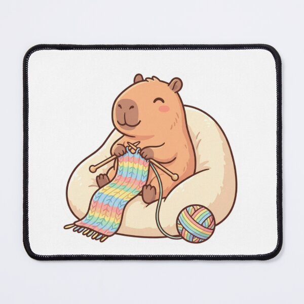 Item preview, Cute Capybara Knitting Rainbow Scarf designed and sold by abdelski.