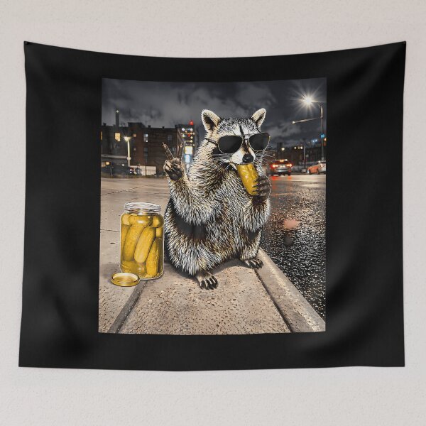 Item preview, Funny Raccoon Eating Pickles Meme designed and sold by Apparel-Vortex.
