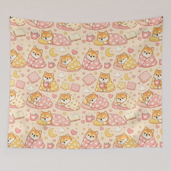 Item preview, Shiba Inu Love Blanket Kawaii Pattern designed and sold by Soft Berry Studio.