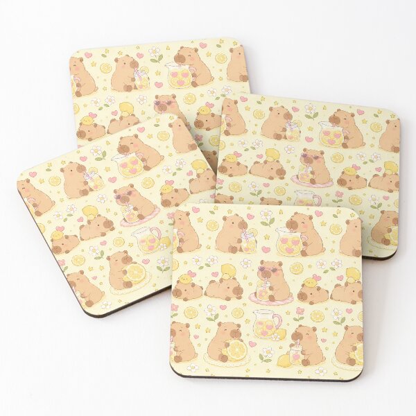 Item preview, Capybara Heart Lemonade Kawaii Pattern designed and sold by Soft Berry Studio.